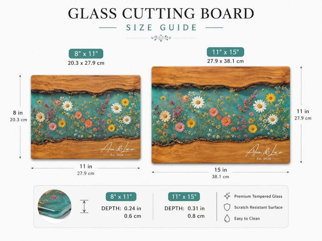 Personalized Cutting Board, Wildflower Chopping Board, Floral Kitchen Gift
