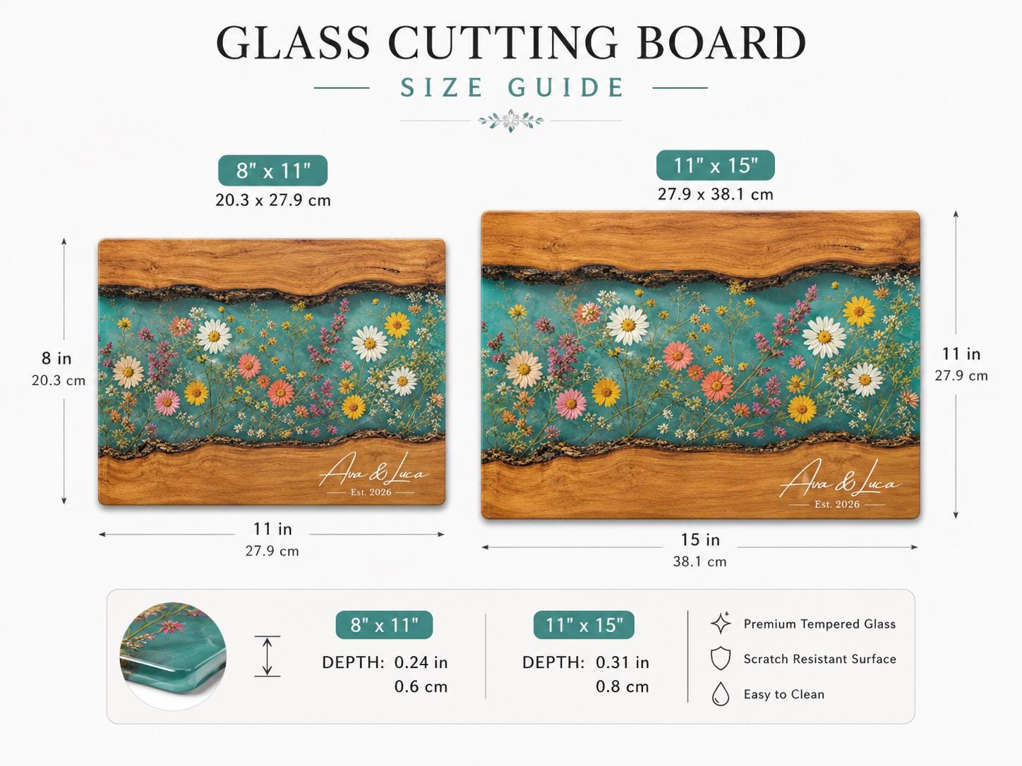 Personalized Cutting Board, Wildflower Chopping Board, Floral Kitchen Gift