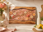 Personalized Blush Floral Kitchen Decor Board, Custom Couple Serving Board, Romantic Housewarming Gift