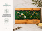 Custom Glass Cutting Board: Blue Resin Style - Personalized Names Included