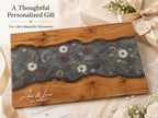 Personalized Charcuterie Board, Gray Floral Cutting Board, Housewarming Gift