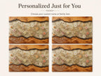Couples Personalized Cutting Board, Blue Resin and Wood Grain (Custom Names)