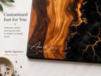 Personalized Glass Cutting Board, Purple Geode, Gold Accents (2 Sizes)