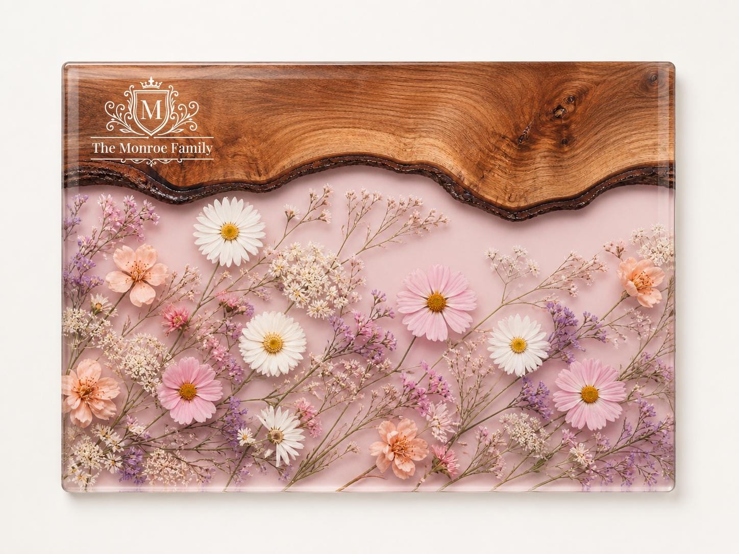 Glass Cutting Board: Purple Geode Art - Personalized with Names