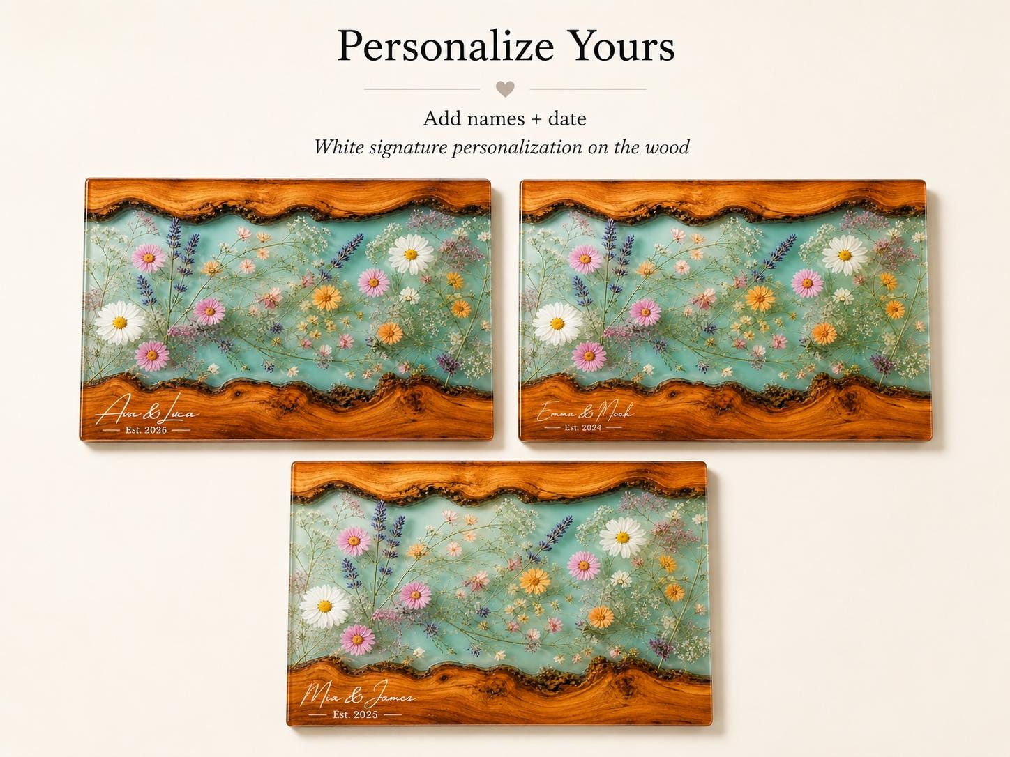 Botanical Cutting Board, Personalized Charcuterie Board, Wildflower Kitchen Gift