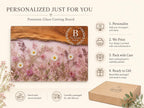 Personalized Family Monogram Serving Board, Pink Wildflower Glass Board, Custom Housewarming Gift