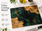 Custom Cutting Board: Blue Resin and Wood Grain - Personalized Names