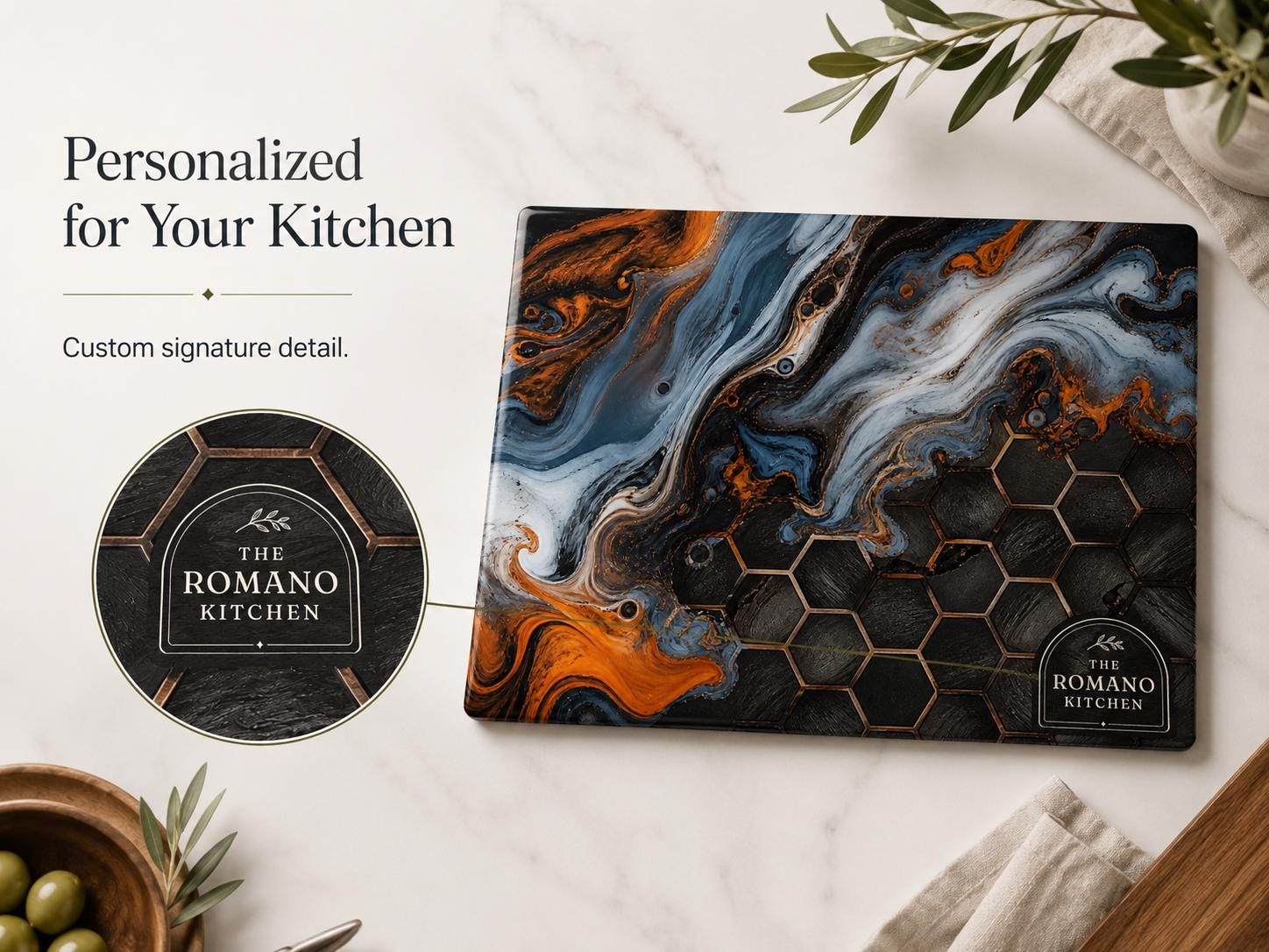 Glass Cutting Board: Personalized Purple Geode Design (8x11 or 11x15)