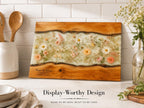 Personalized Cutting Board, Ivory Floral Cheese Board, Wedding Gift Idea
