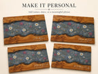 Personalized Cutting Board, Blue Floral Cheese Board, Custom Kitchen Gift