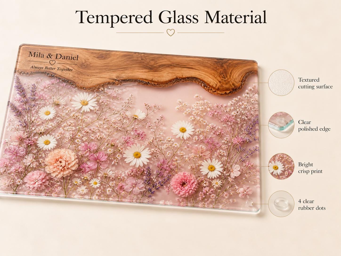 Personalized Chopping Board, Pink Floral Cheese Board, Bridal Shower Gift