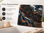 Custom Glass Cutting Board - Blue Resin Style with Gold Detail