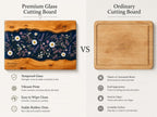 Personalized Glass Cutting Board, Blue Resin & Wood Design (8x11 or 11x15)