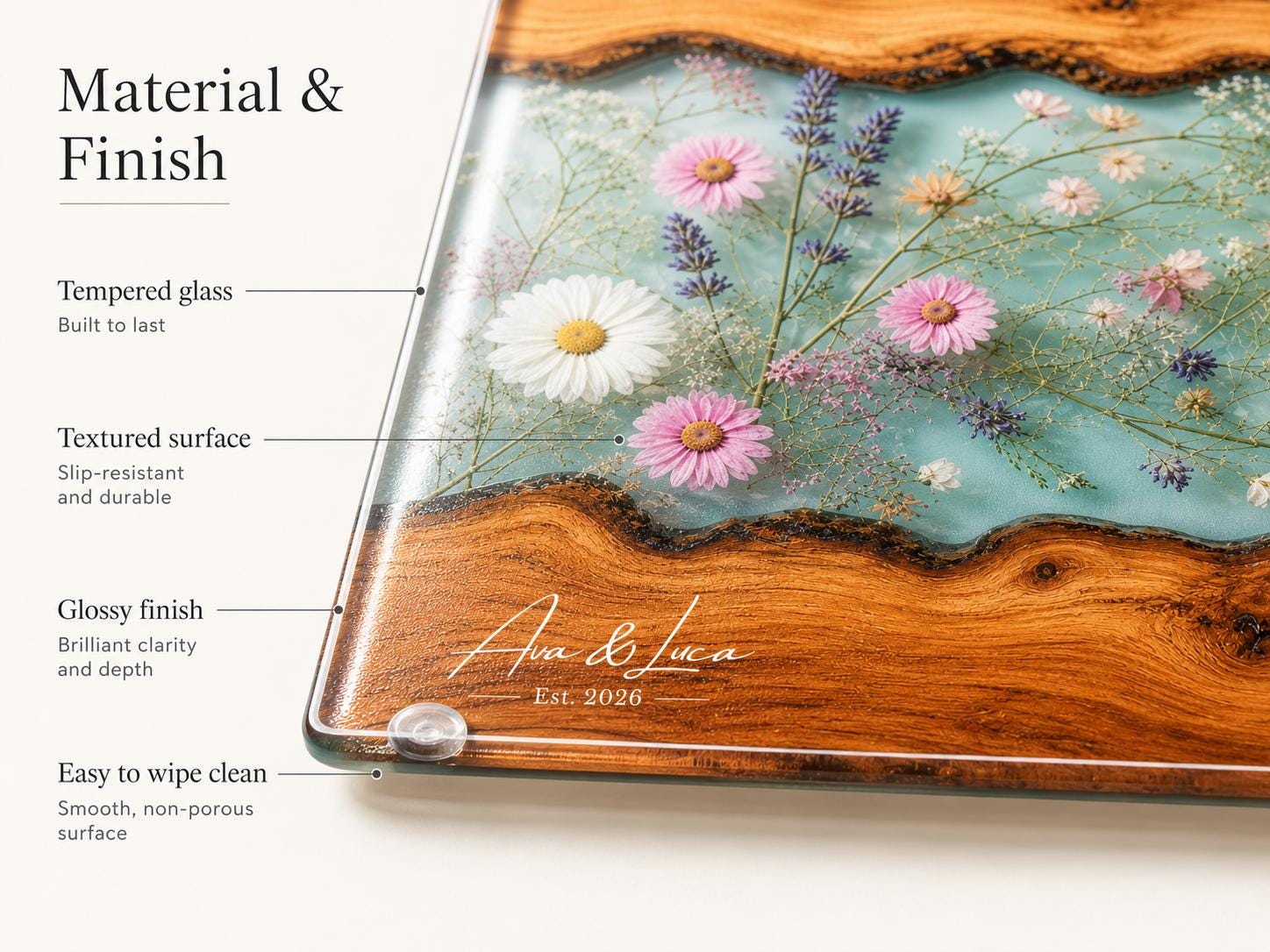 Botanical Cutting Board, Personalized Charcuterie Board, Wildflower Kitchen Gift
