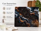 Custom Glass Cutting Board - Blue Resin Style with Gold Detail
