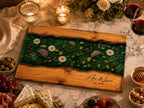 Custom Glass Cutting Board: Blue Resin Style - Personalized Names Included