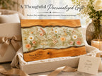 Personalized Cutting Board, Ivory Floral Cheese Board, Wedding Gift Idea