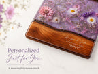 Personalized Floral Cutting Board, Purple Wildflower Glass Board, Custom Kitchen Gift for Housewarming