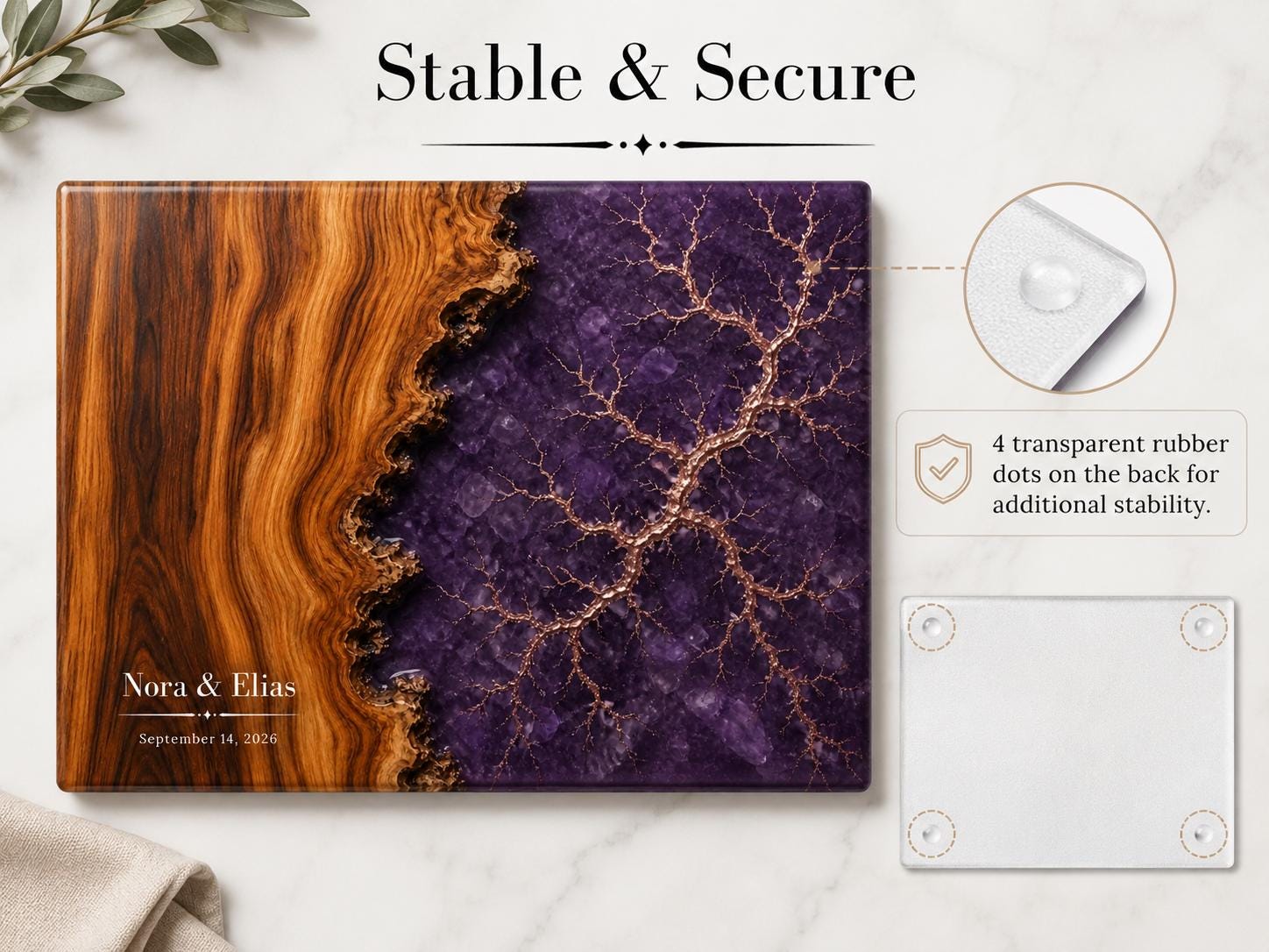 Personalized Cutting Board, Purple Geode Chopping Board, Wedding Gift Idea