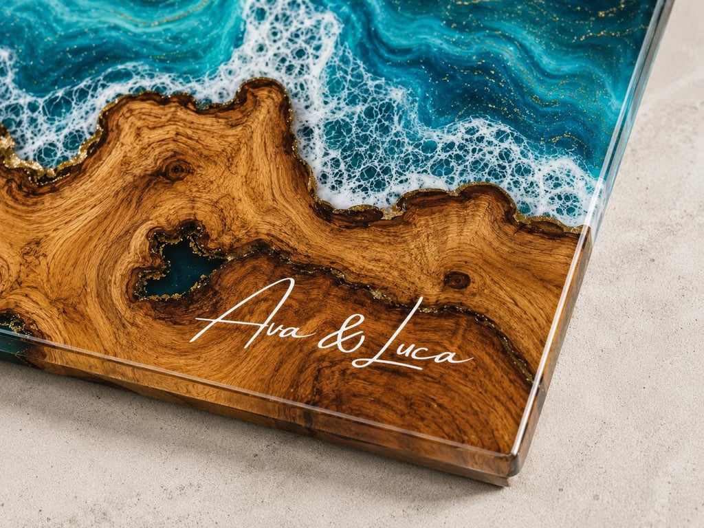 Personalized Cutting Board, Ocean Wave Charcuterie Board, Coastal Kitchen Gift