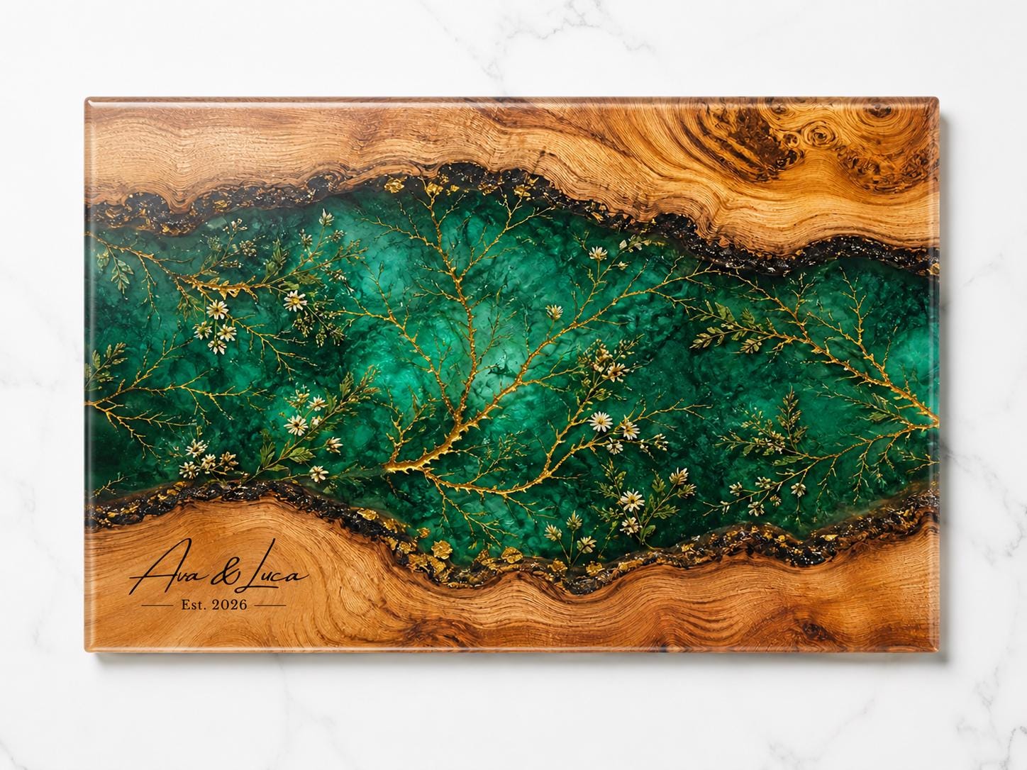 Glass Cutting Board: Custom Purple Geode Style - Personalized Names