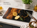 Personalized Glass Cutting Board, Purple Geode, Gold Accents (2 Sizes)