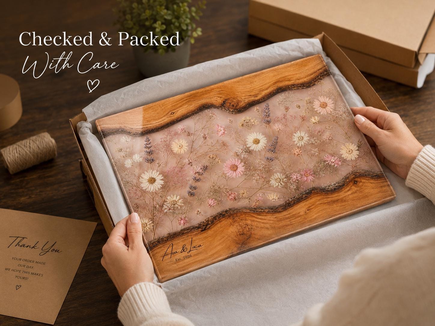 Glass Cutting Board: Custom Blue Resin Design (Personalized Kitchen Decor)
