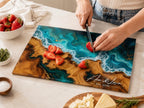 Personalized Cutting Board, Ocean Wave Charcuterie Board, Coastal Kitchen Gift
