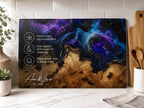 Custom Glass Cutting Board: Purple Geode Style - Personalized Names