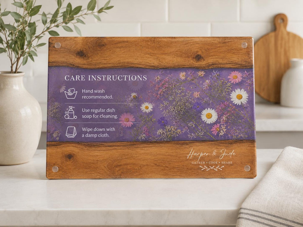Custom Cutting Board: Blue Resin Style - Tempered Glass, Personalized