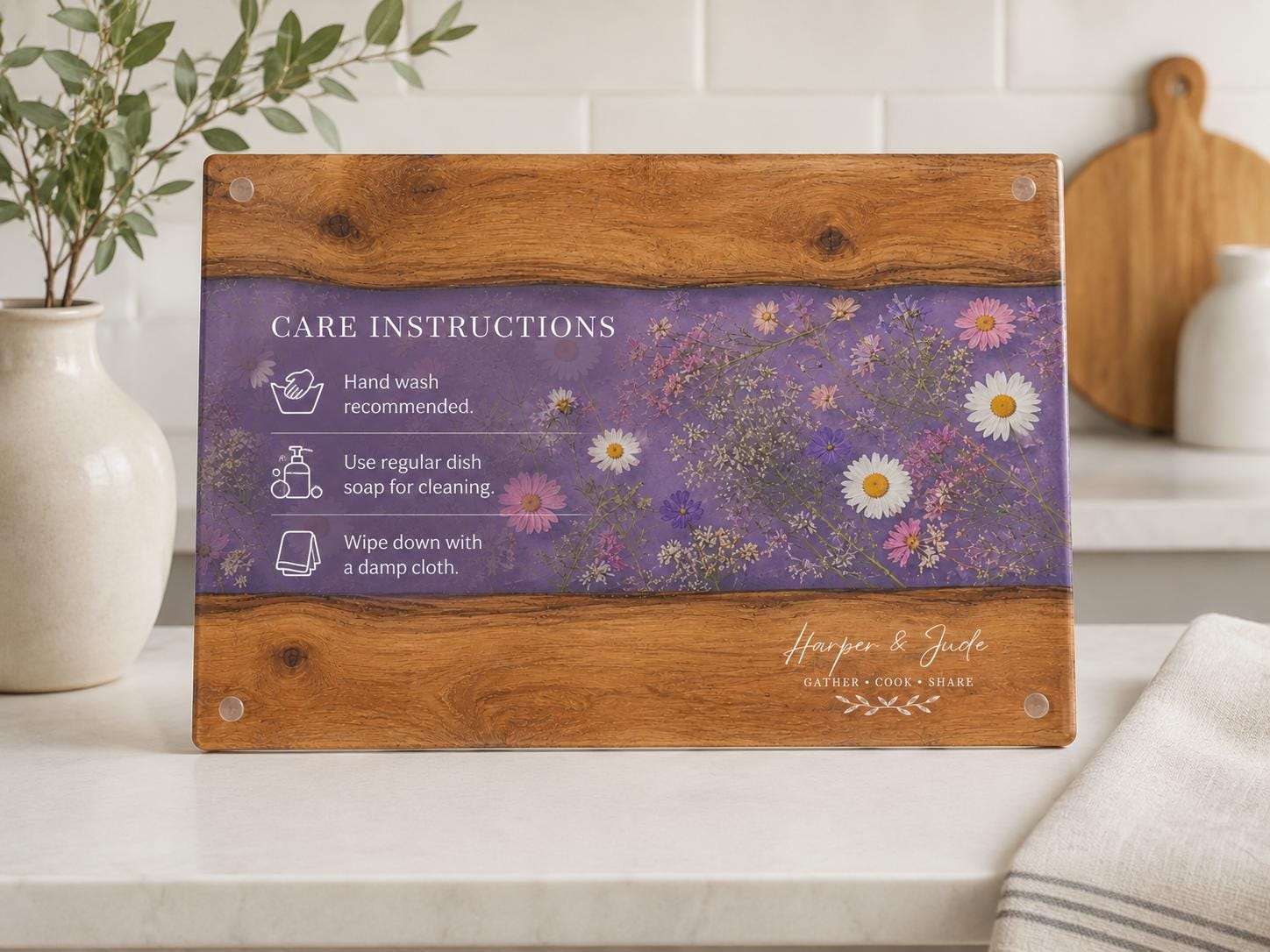 Custom Cutting Board: Blue Resin Style - Tempered Glass, Personalized