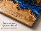 Personalized Glass Cutting Board, Blue Resin & Wood Design (8x11 or 11x15)