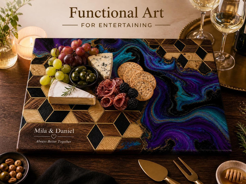Purple Geode Glass Cutting Board - Personalized Kitchen Decor