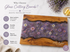 Glass Charcuterie Board - Custom Names, Blue and Wood Grain Design