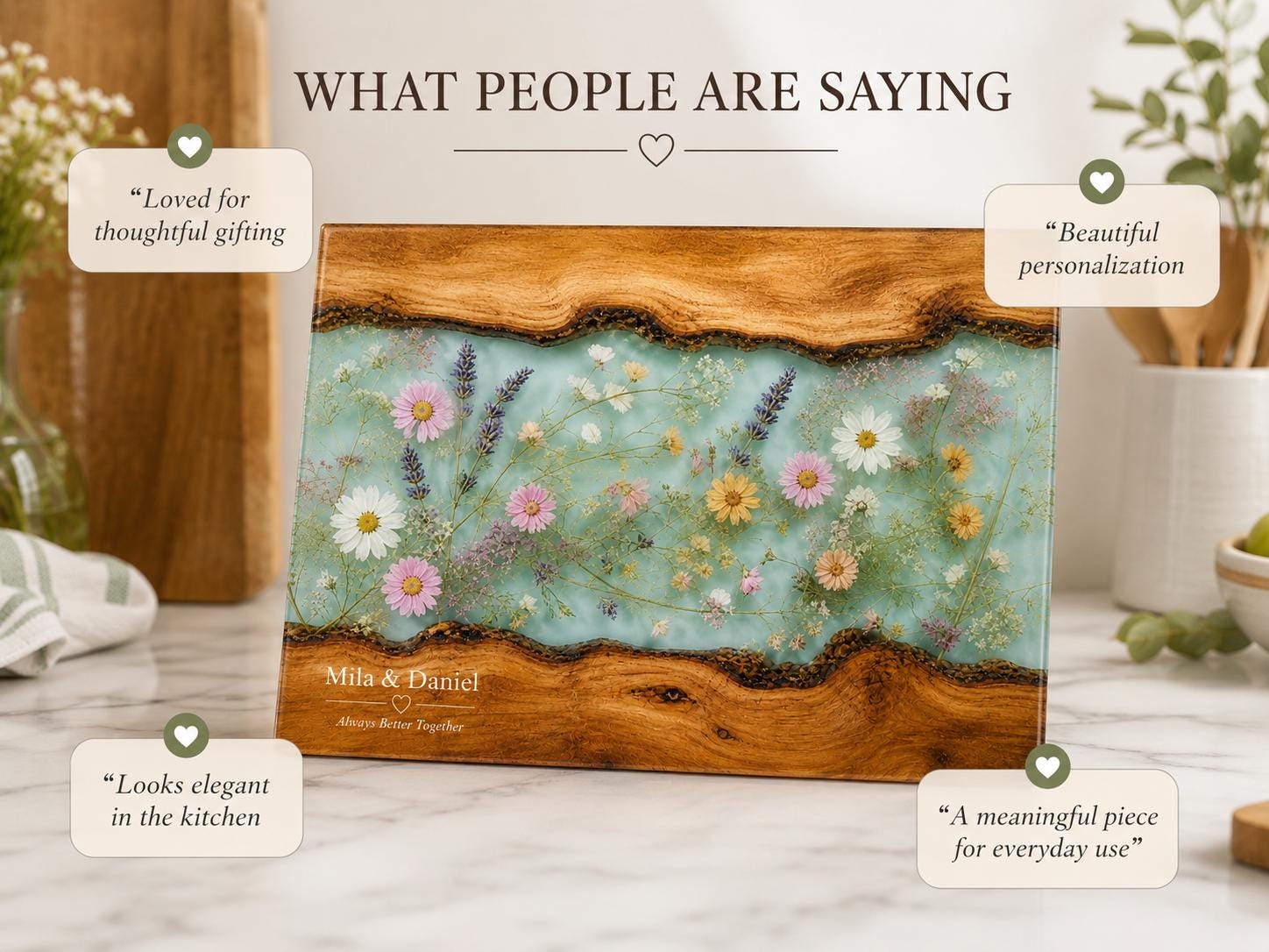 Glass Charcuterie Board: Personalized Blue Resin Design (Two Sizes)