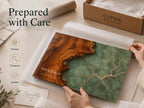 Personalized Charcuterie Board, Green Marble Glass Cutting Board, Custom Couple Gift