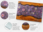 Glass Charcuterie Board - Custom Names, Blue and Wood Grain Design