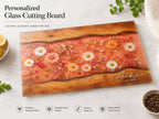 Personalized Floral Kitchen Decor Board, Coral Wildflower Serving Board, Custom Couple Housewarming Gift