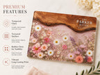 Personalized Glass Cutting Board: Purple Geode Design with Names
