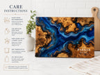 Custom Cutting Board: Blue Resin Look - Personalized Couple Names