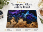 Custom Glass Cutting Board: Purple Geode Style - Personalized Names