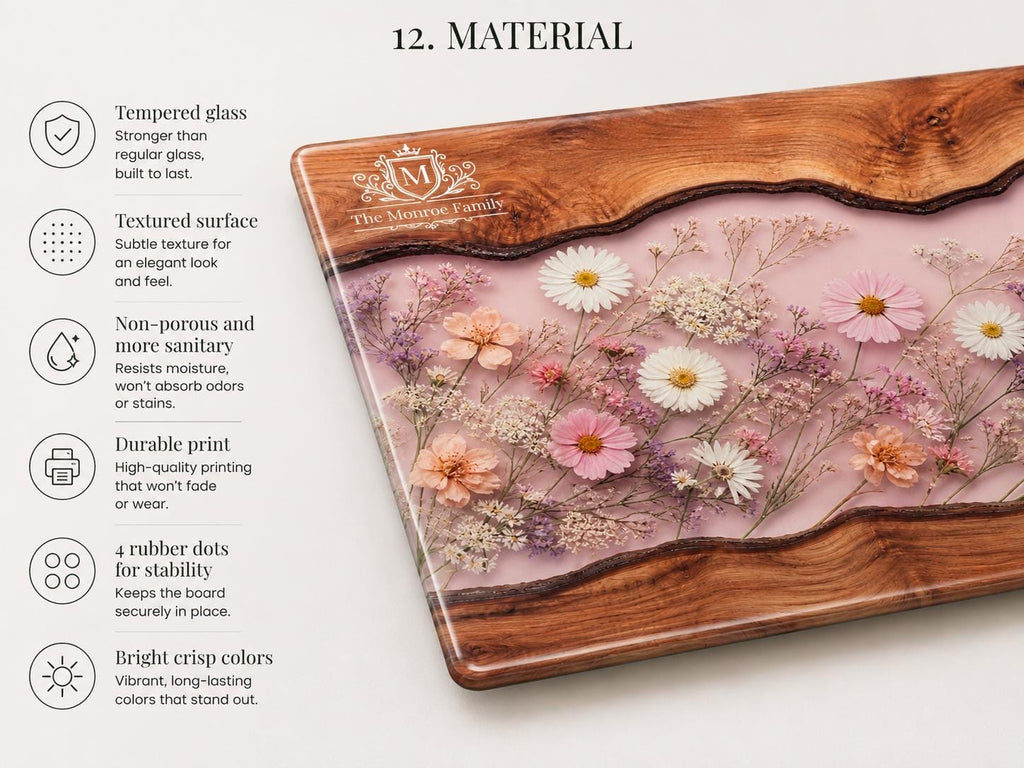 Glass Cutting Board: Purple Geode Art - Personalized with Names