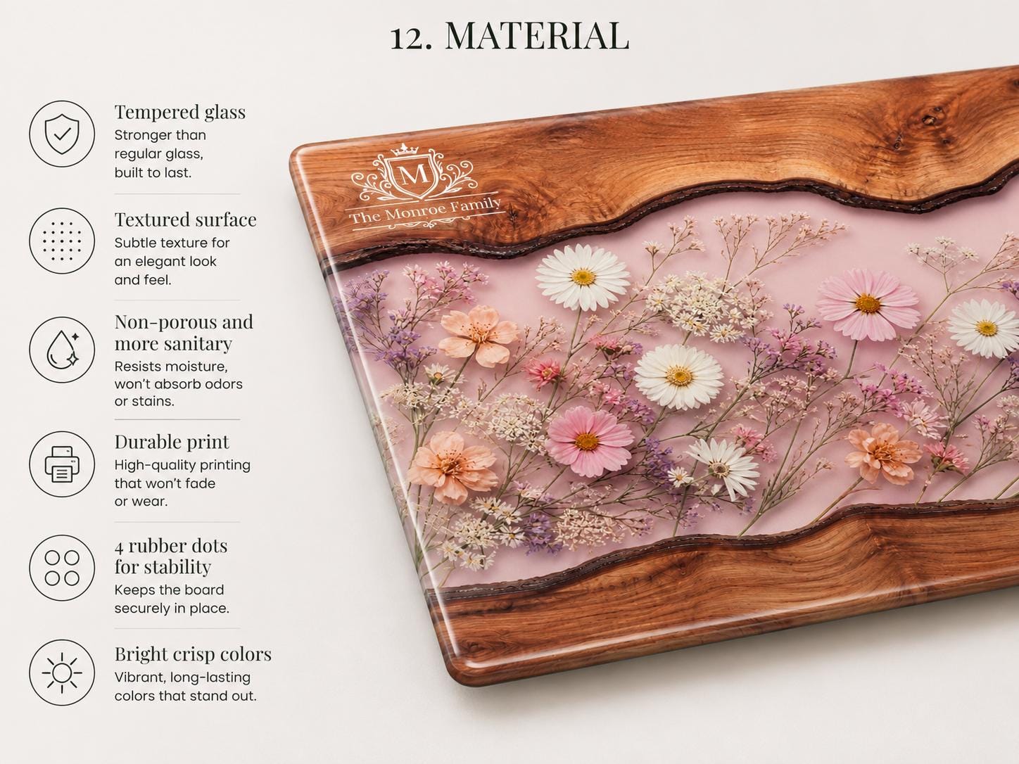Glass Cutting Board: Purple Geode Art - Personalized with Names