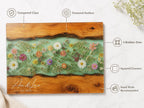 Custom Chopping Board with Names, Mint Floral Glass Cutting Board, Personalized Kitchen Gift