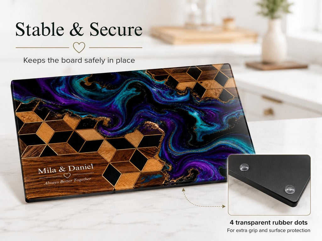 Purple Geode Glass Cutting Board - Personalized Kitchen Decor