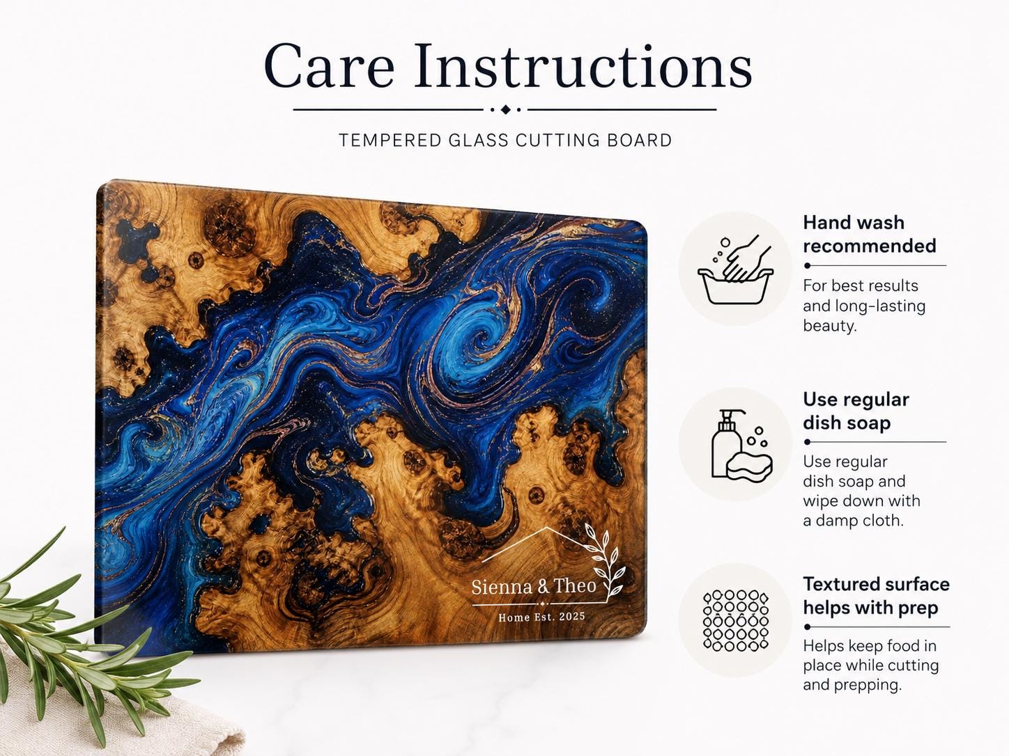 Glass Cutting Board: Personalized Purple Geode Art (Wedding or Housewarming)