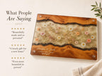 Couples Personalized Cutting Board, Blue Resin and Wood Grain (Custom Names)