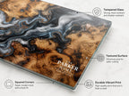 Personalized Glass Cutting Board: Blue Resin Look with Gold Accents