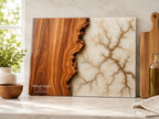 Custom Glass Cutting Board - Purple Geode Design with Gold Accents