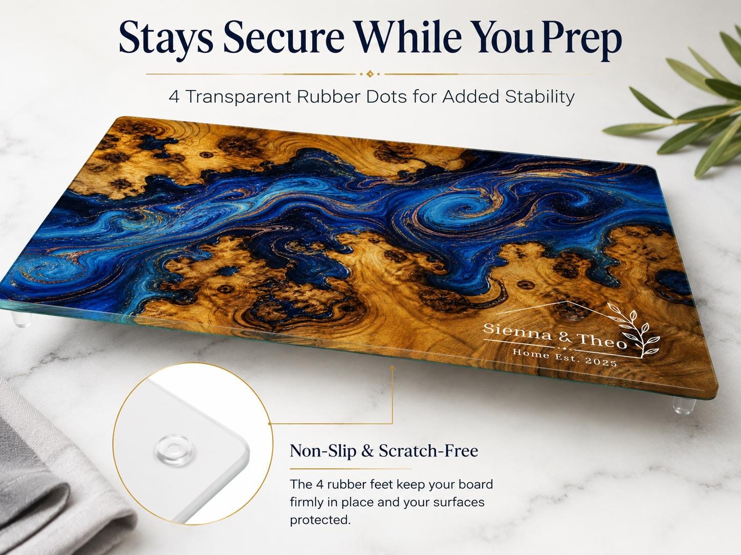 Glass Cutting Board: Personalized Purple Geode Art (Wedding or Housewarming)